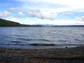 Looking at mountains across Shoshone Lake